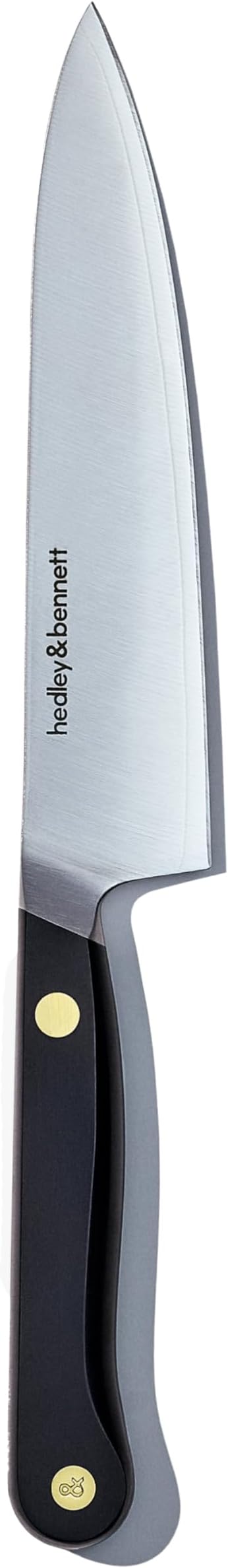 hedley & bennett Utility Knife - 5.6 Inches Japanese 3-Layer High Stainless Steel Blade, Sharp Plain Edge for Fruits & Vegetables - Caviar (Black)