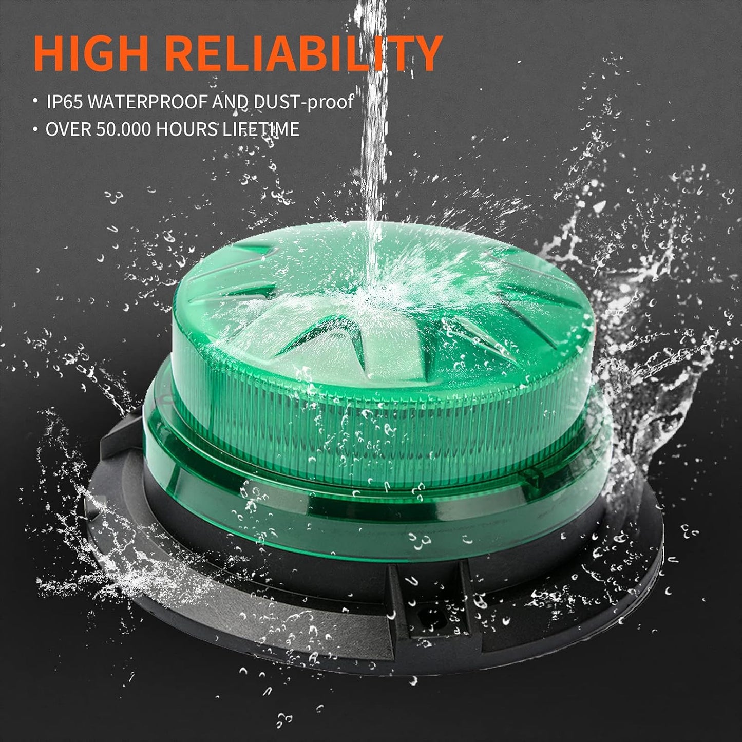 24 LED Emergency Strobe Beacon Light, Magnetic Mount Warning Signal Lamp, 12V-24V Waterproof Flashing Safety Light for Trucks, Forklifts, Tractors & Construction Vehicles (Green/Amber/Blue/Red)