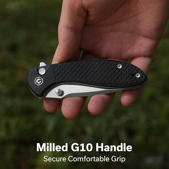 CIVIVI Faeger Pocket Folding Knife for EDC, 2.98" Swedish 14C28N Blade G10 Handle, Reversible Clip for Men Women Outdoor Carry C24031-1 (Black)