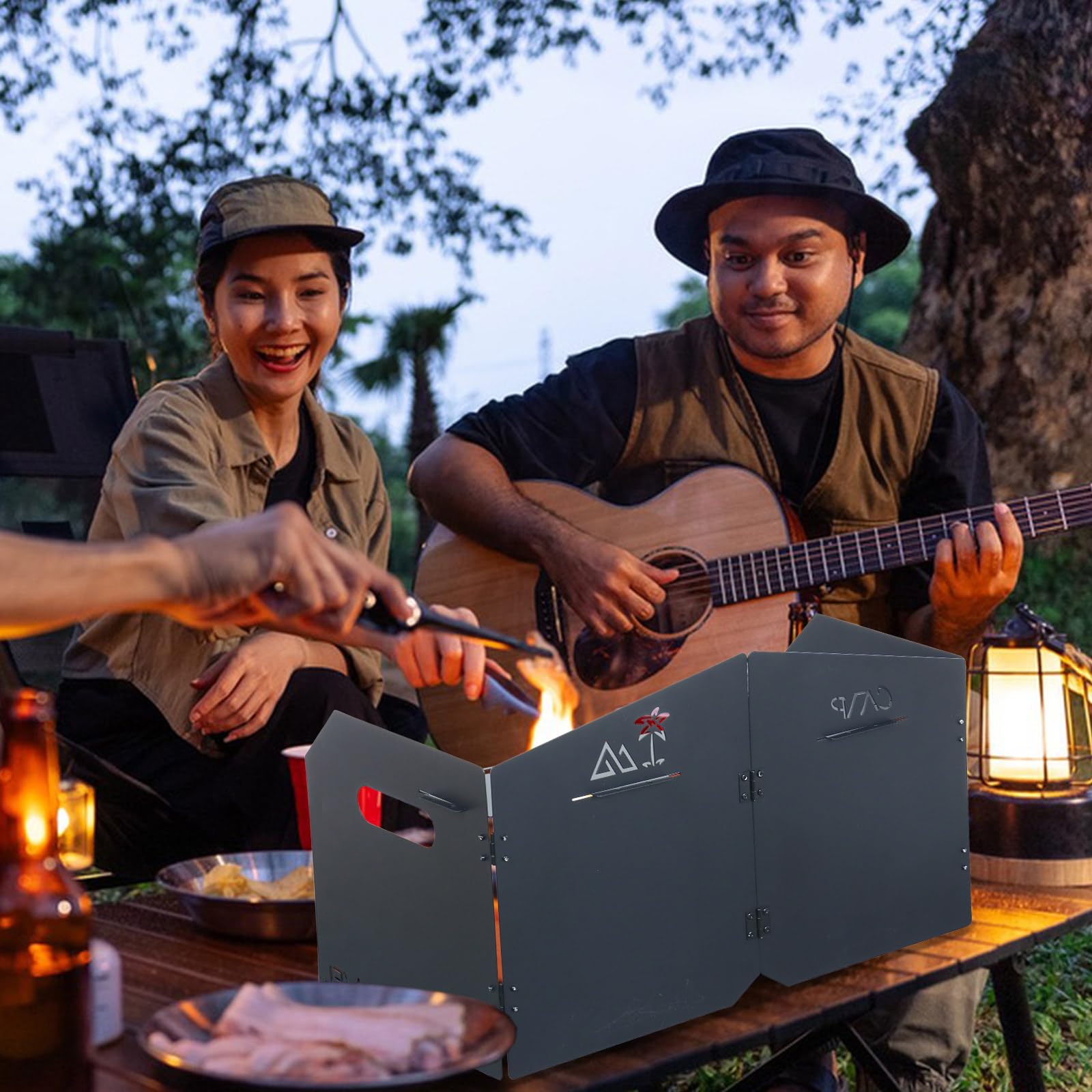 KOYILTD 4 Plates Campe Stove Windscreen Folde Wind Blocker with Storage Bag