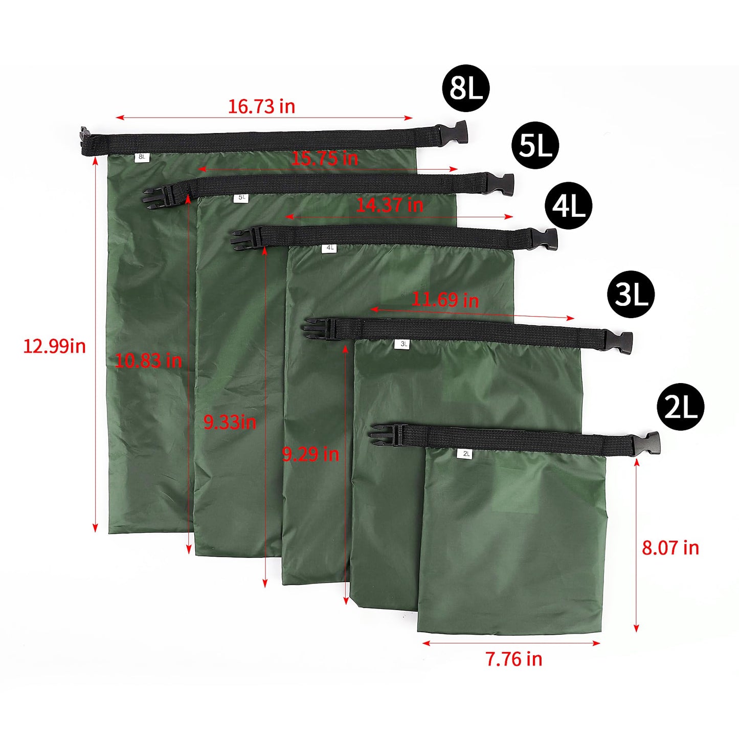 Ucolofun Dry Bags Waterproof Set, 5 Packs Ultralight Waterproof Bags Small Stuff Sack Water Proof