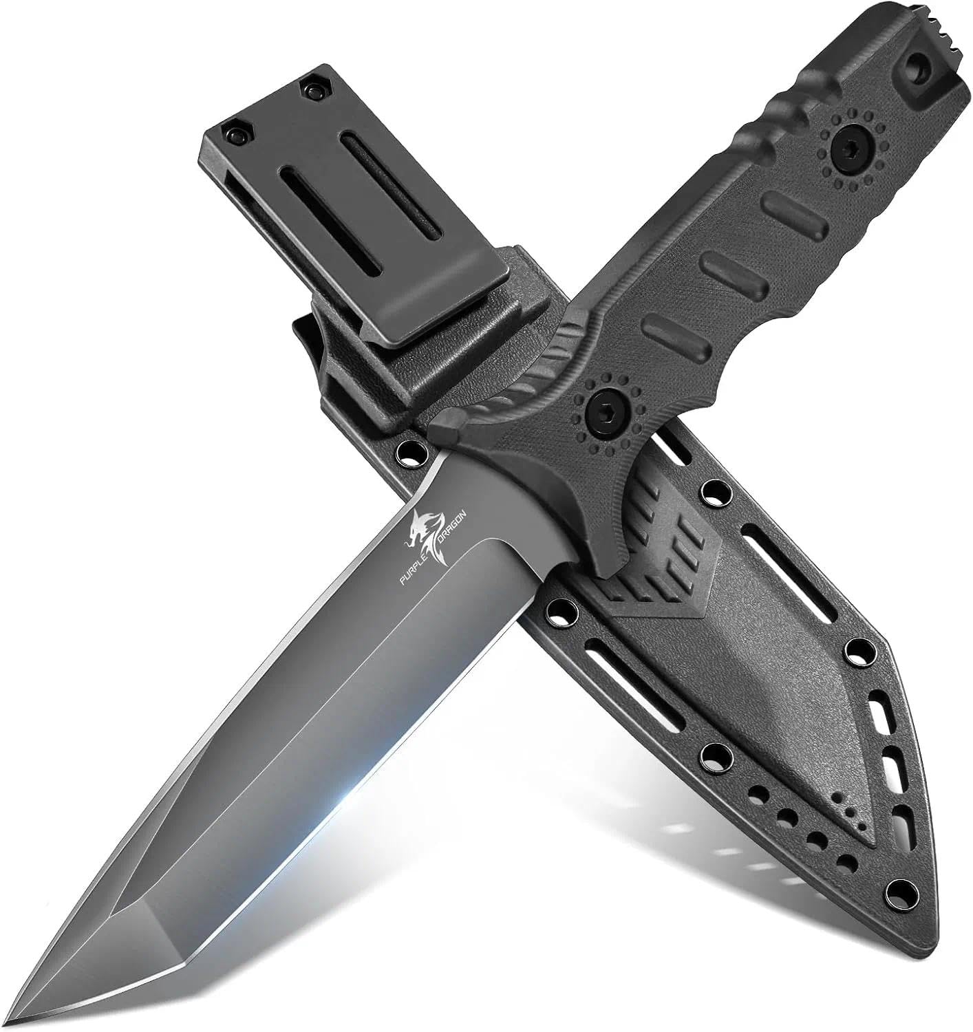 Purple Dragon Full Tang Fixed Blade Tactical Knife with Sheath