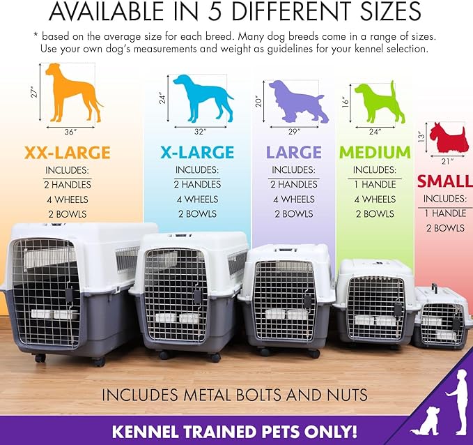 SportPet Designs Plastic Kennels Rolling Plastic Wire Door Travel Dog Crate - Medium, Gray (CM-2001-CS01)