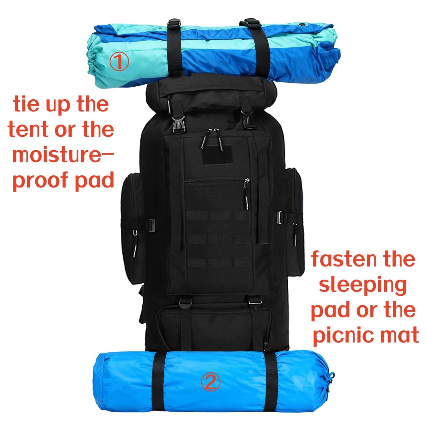 Goaste 100L Camping Hiking Backpack, Molle Military Tactical Rucksack, Waterproof Large Travel