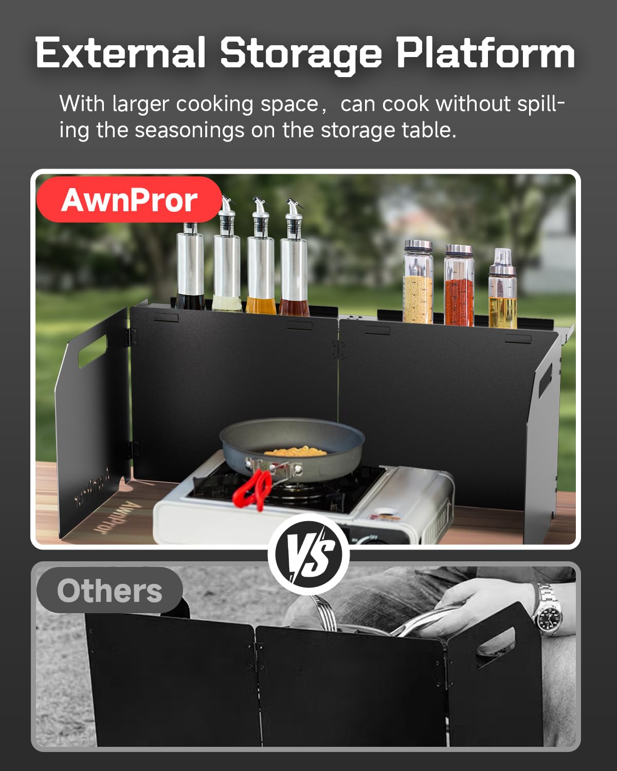 AwnPror Aluminum Camping Stove Windscreen,Lightweight Foldable Outdoor Wind Blocker Gas Stove