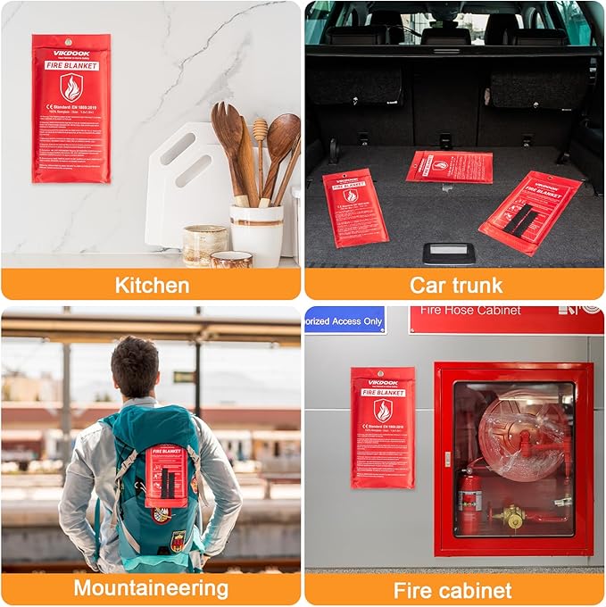 Fire Blanket for Camping Grill Kitchen Emergency Fire Blanket for Home Lightweight Portable Package
