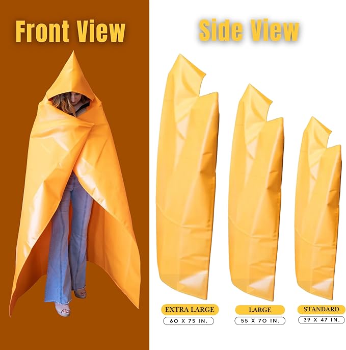 Supa Ant Silicone Fire Cloak for Fireproof Suit Emergency Blanket for Home and Kitchen - Emergency Poncho as Heat Shield Blanket -Fire Resistant Hoodie-Escape Suit with Cape and Hood (70x55 in.-Large)