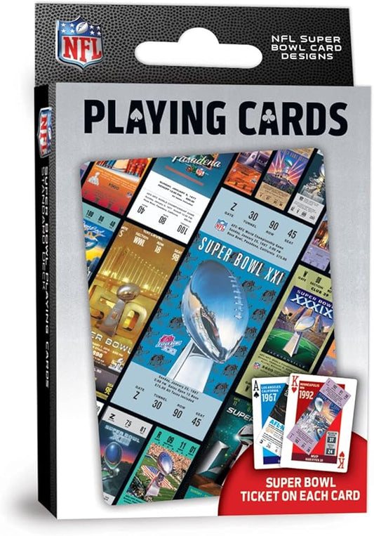 Masterpieces - NFL Super Bowl Tickets Playing Cards, Officially Licensed Football League Deck, Family Games for Adults and Kids, Standard Index