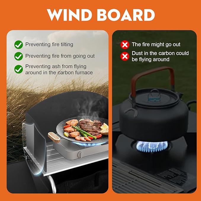 Camping Kitchen Table, Outdoor Cooking Table with 4 Panels & Storage Bag, Aluminum Folding Cooking Station, Heat Resistant Tabletop, Carrying Bag, Quick Set-up for RV,BBQ,Picnic,Traveling