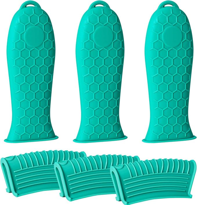 Joyhalo Cast Iron Skillet Handle Covers, 6 Pack Heat Resistant, Silicone Pot Handle Sleeve Covers, Aqua