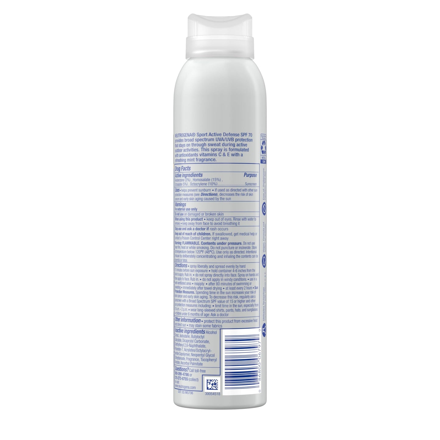 Neutrogena Sport Active Defense Sunscreen Spray SPF 70, 2 x 5 oz