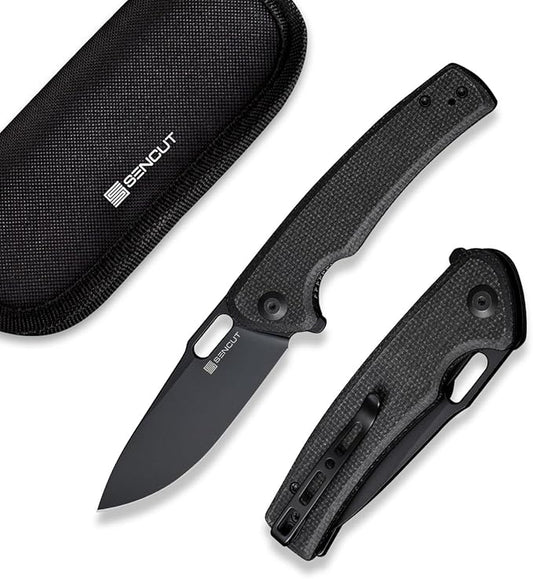 SENCUT Pocket Knife for Men, Vesperon Folding Knives for EDC, 3.35" Blade Micarta Handle, Liner Lock knives for Outdoor Indoor S20065-3 (Double Black)