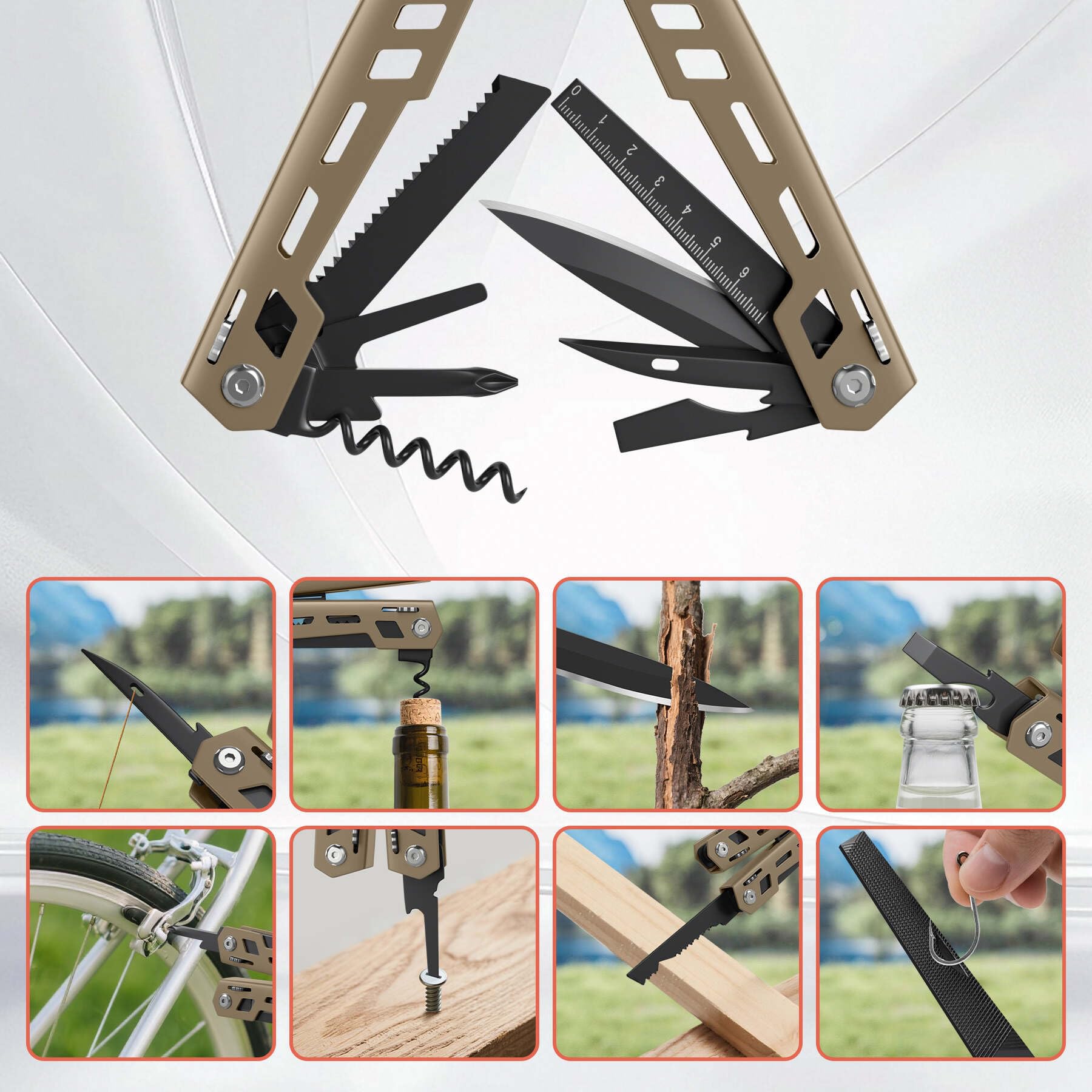 Multitool 17-in-1 Stainless Steel Multi Tool with Pocket Knife Needle Nose Pliers Bottle Opener