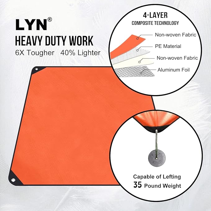 LYN Heavy Duty Emergency Blanket Survival Gear Waterproof Insulated Blanket Emergency Tarp for Camping, Hiking, Bushcraft