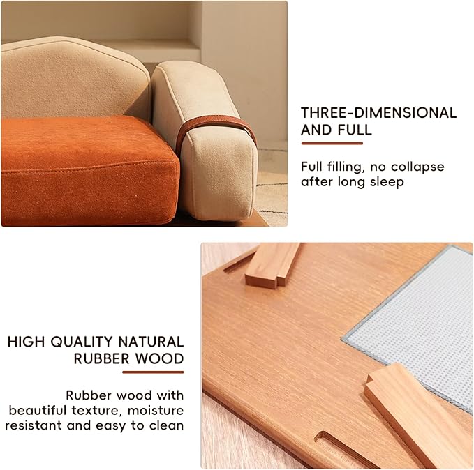 Auto Care Cat Sofa Bed, Solid Wood cat Sofa. Inspired by The Geometric Impressionist Painter Mondrian, The Combination of Building Block Gameplay Provides Cats with a Comfortable Experience (Iceberg)