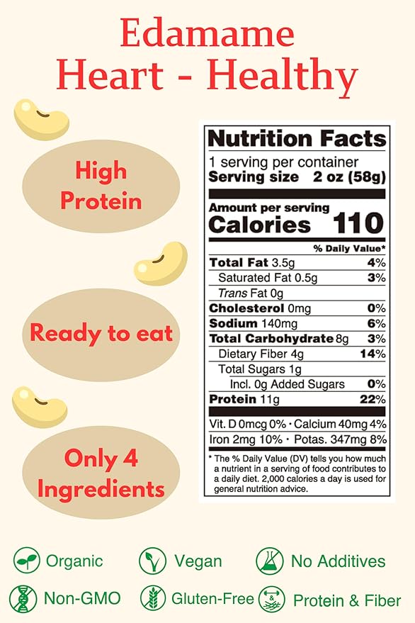 Steamed Bean Snack Series - STEAMED EDAMAME (Water, Organic Soybeans, Sea Salt, Organic Rice Vinegar) - Box of 10