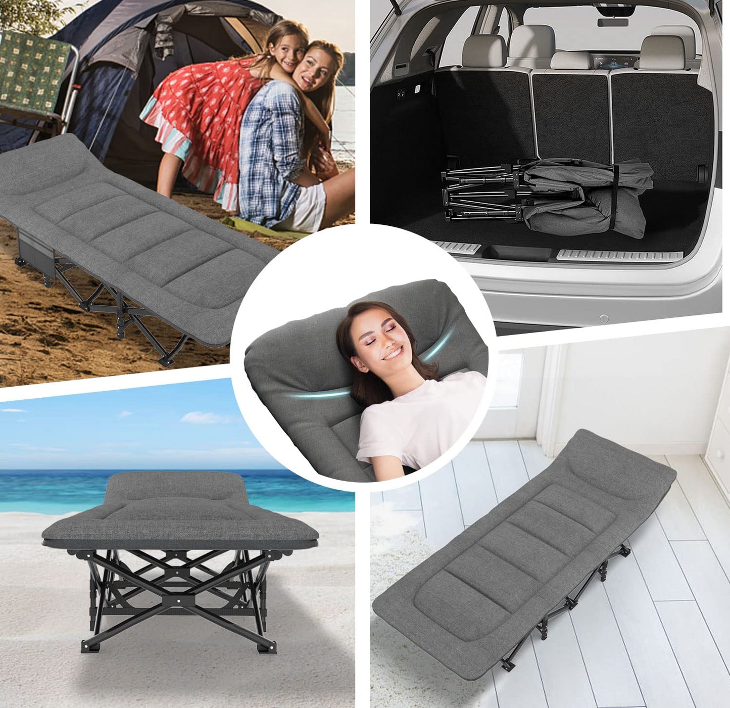 ATORPOK Folding Camping Cot for Adults with Cushion and Pillow