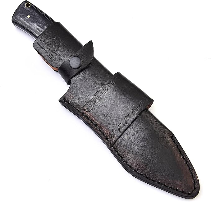 Handmade Damascus hunting Knife for Camping Outdoor l 11 Inches Damascus steel Fixed Blade with Black Pakkawood handle Bushcraft Knife with Sheath