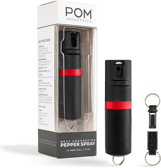 POM Pepper Spray Keychain, Quick Key Release for Instant Access, Flip Top Safety, Maximum Strength