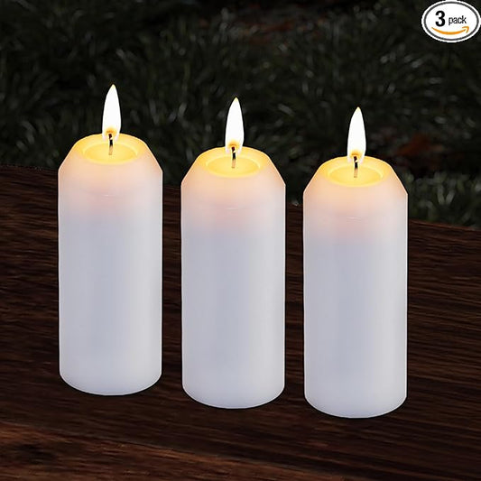 3Pack 15H+ Emergency Candles Long Burning Survival [18H+ Inside Candle Lanterns], 3??Unscented White Pillar Candles, Survival Candles for Power Outage, Camping, Hurricane
