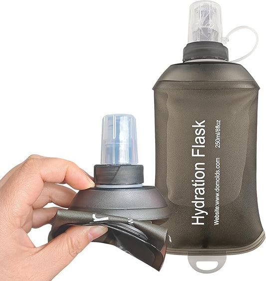 250ml Soft Flask, Soft Water Bottle for Hydration Packs, Running, Hiking, Cycling and Climbing - Gray