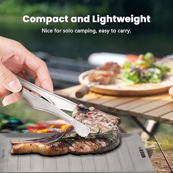 Camping Cookware Set, Camping Grill Pan or BBQ Tongs Set Portable Outdoor Cookware Lightweight Grill Pan for Backpacking Cooking Picnic