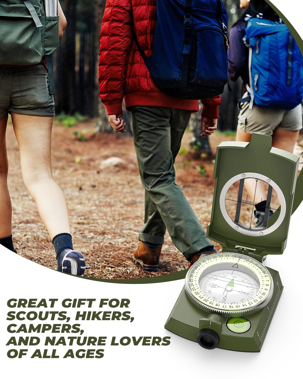 Sportneer Military Lensatic Sighting Compass with Carrying Bag, Waterproof and Shakeproof, Army