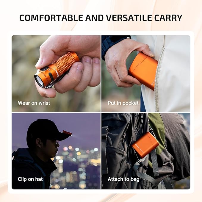 OLIGHT Baton4 Premium Edition EDC Flashlights 1300 Lumens with Type-C Charging Box, Powered by Rechargeable Battery, Small Bright Light IPX8 Waterproof for Emergencies, Outdoors (Orange)
