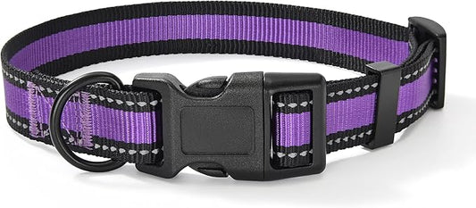Mile High Life Dog Collar | Nylon Reflective Dog Collars | Light Weight Puppy Collars | Purple Dog Collars for Small Dogs (Purple, Small)