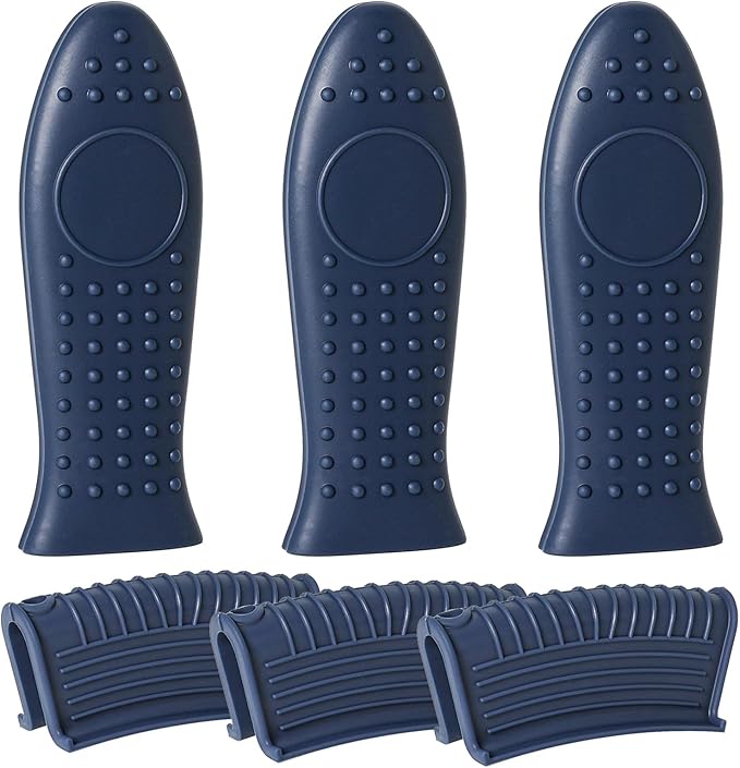 Joyhalo Cast Iron Skillet Handle Covers, 6 Pack Heat Resistant, Silicone Handle for Cast Iron Skillet, Navy