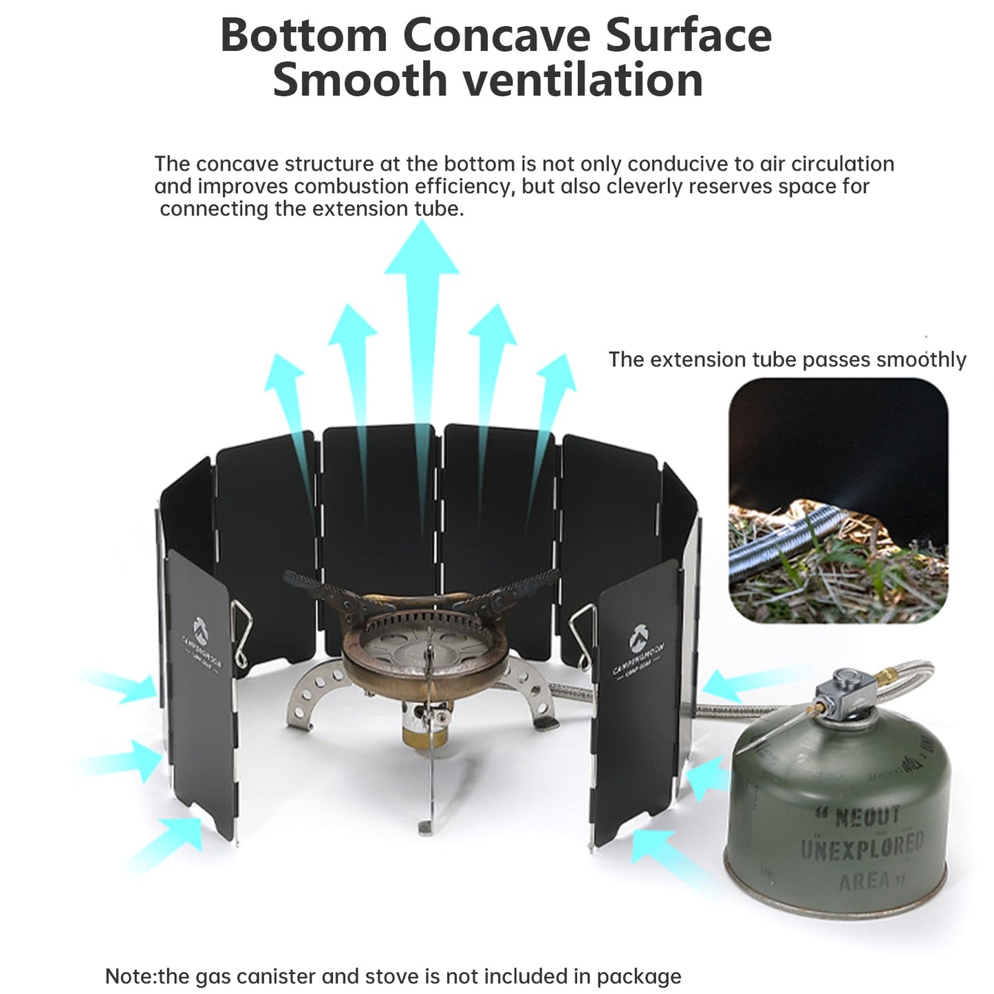Campingmoon Camp Stove Windscreen, 10 Plates Foldable Aluminum Wind Shield