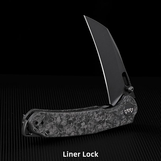 Folding Pocket Knife, 3.1" Stonewash Blade EDC Knife with Safety Liner Lock, Small Pocket Knife with Clip for Men, Sharp Camping Hiking Hunting Survival Knives