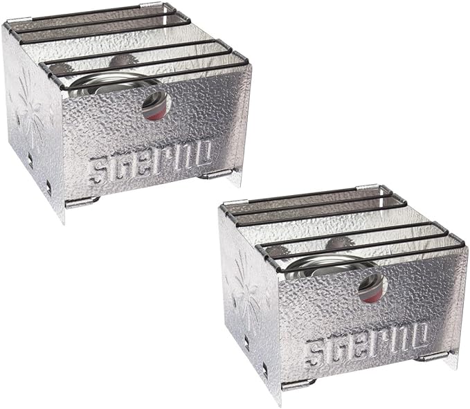 Sterno Foldable Portable Camping Stove - Easy-to-Assemble Outdoor Cooking Stove for Camping, Picnics, Tailgating & Emergencies - Silver