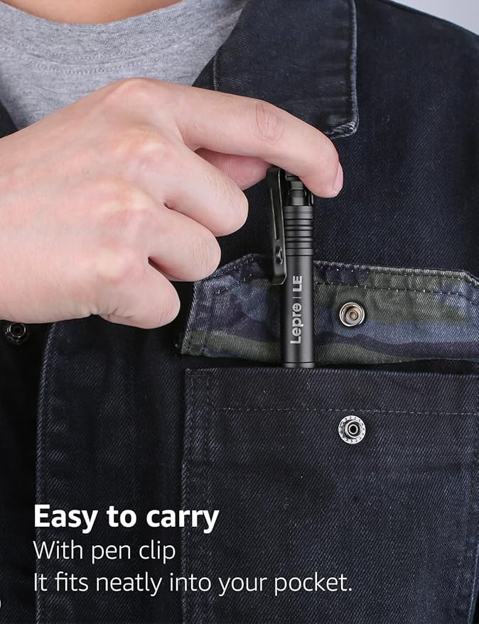 LE LED Pen Flashlights, Lightweight, Mini, Waterproof Pocket Flashlight with Clip, 2 Pack Small Flashlights for Inspection, Work, Emergency