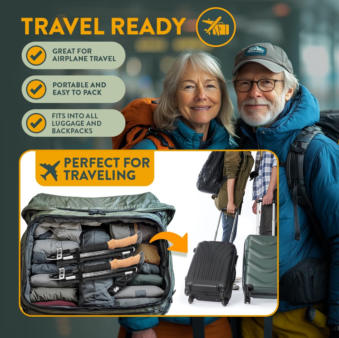 Premium Foldable Hiking Poles by USA Brand - Adjustable, Lightweight Trekking Poles Made of
