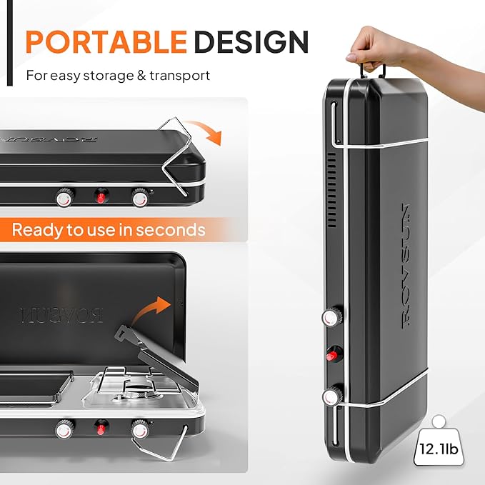ROVSUN 2-in-1 Portable Camping Stove with Grill