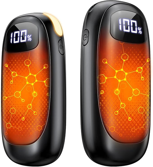 Hand Warmers Rechargeable 2 Pack, Electric Dual-Sided Heating with LED Display & Flashlight, Max 127?? 13Hrs Long Lasting Pocket Heater for Raynauds, Golf, Hunting Essentials, Gifts for Men Women