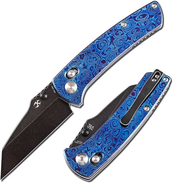 KANSEPT Elite Main Street Pocket Knife, 3.36'' Blackwash 20CV Sharp Tanto Blade, Timascus Handle with Axis Lock and Thumb Stud, Perfect Clip for EDC, Camping Survival Folding knives K1015M1