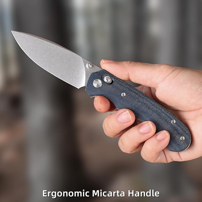 Folding Knife,Pocket Knife,3.31??154CM Blade,Erogonomic Canvas Micarta Handle,Survival Camping Knife with Pocket Clip,EDC Knife for Camping, Hunting, Hiking, Survival,Blue