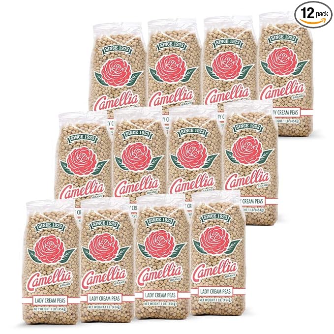 Camellia Brand Dried Lady Cream Peas – Premium Creamy Southern Peas for Traditional Southern Dishes, Succotash, Soups, Stews, Salads, and Vegetarian Meals – Non-GMO, Gluten-Free, High Protein 1 Pound (Pack of 12)