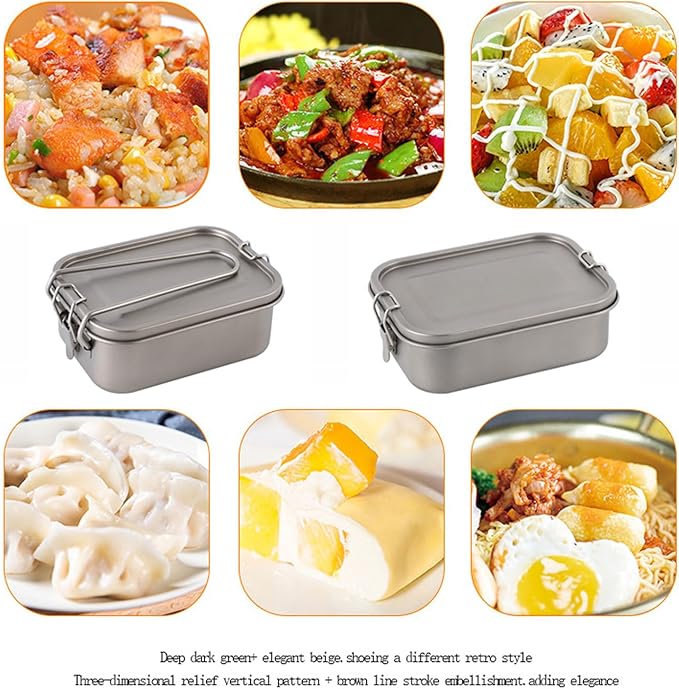 800ml Titanium Lunch Box with Leak-Proof Lid Camping Cookware Lightweight Outdoor Cooking Pan for Backpacking Hiking Picnic & Travel RT038T (without handle)