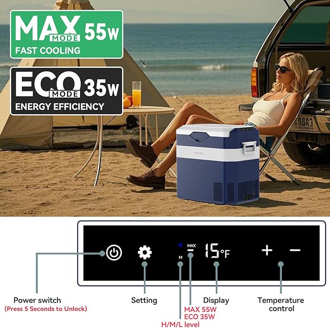 12 Volt Refrigerator Car Fridge Portable 12V 40 Quart Freezer Compressor Cooler 12V/24V DC 110～240 V AC for Truck Van RV Camper SUV and Home Use