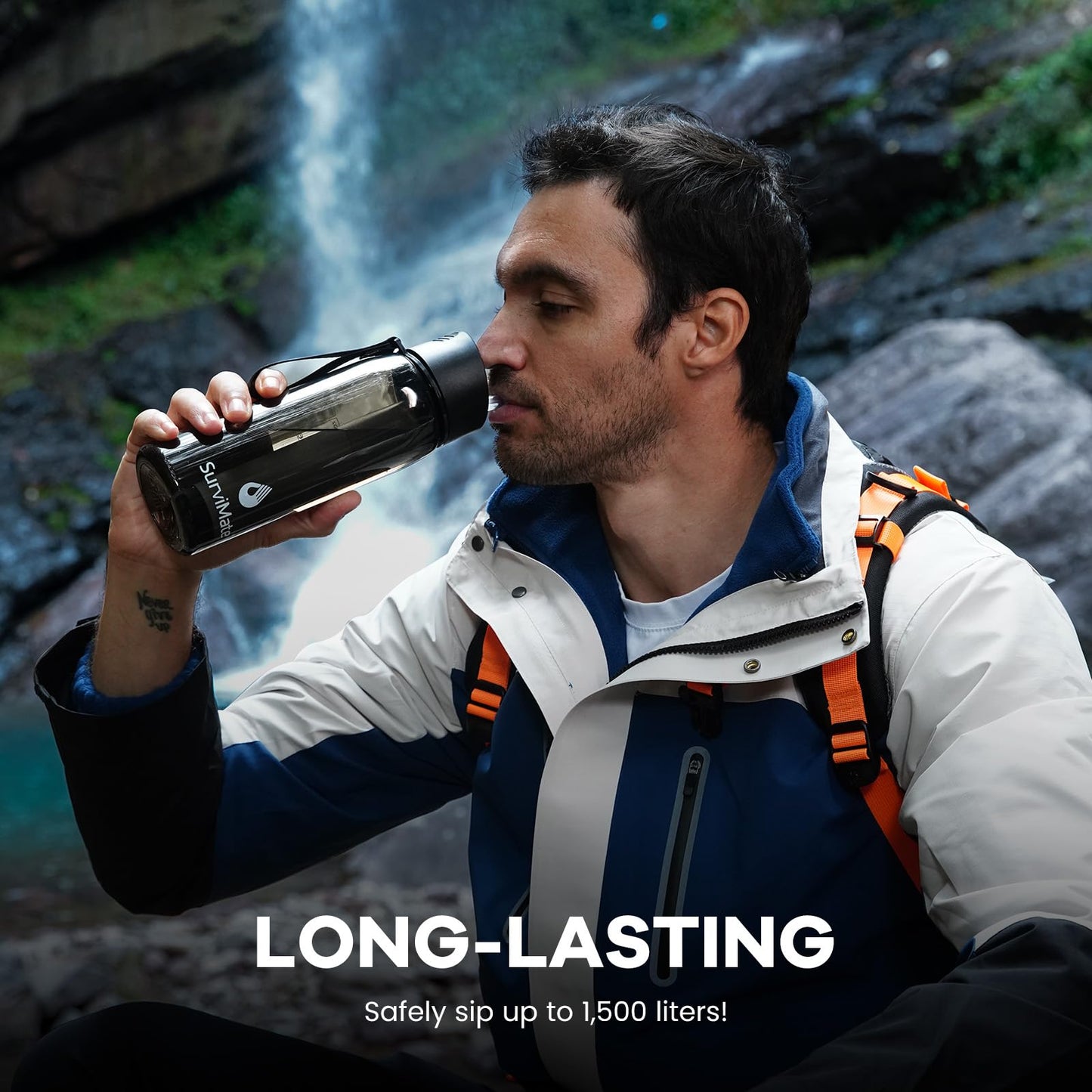 Survimate 5-Stage 0.01μm Ultra-Filtration Filtered Water Bottle, BPA-Free Material, NSF/ANSI 42