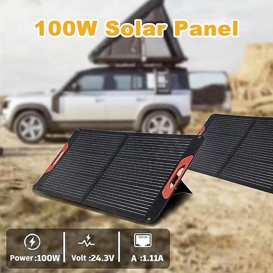 100W Portable Solar Panel for Power Station, Compatible with Jackery, Ecoflow, Bluetti, Anker and More Portable Power Stations, Weatherproof for Camping, RV, Emergency Power (100W)