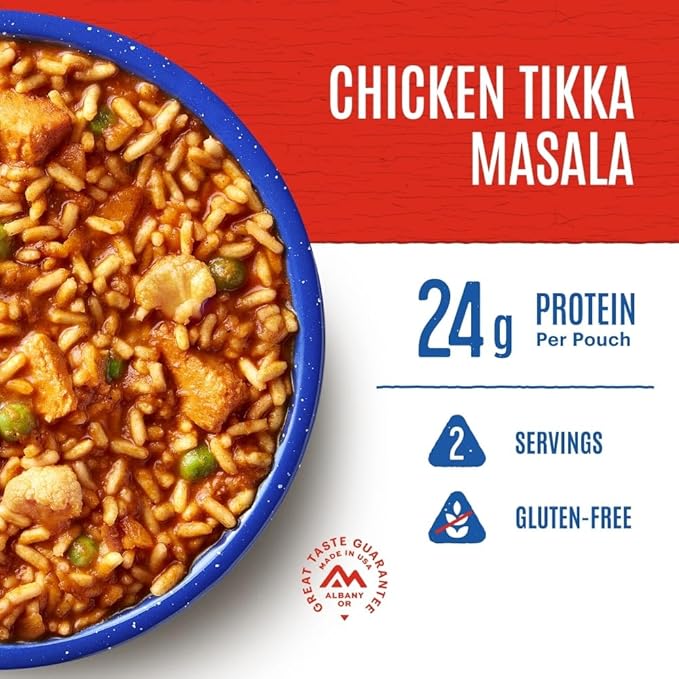 Mountain House Gluten-Free Chicken Tikka Masala Freeze-Dried Food for Camping, 12 Servings, 30-Year Shelf-Life