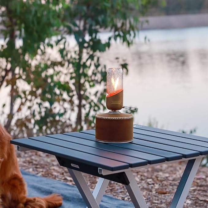 Fire-Maple Orange Camping Lantern Glass, Steel & Aluminum | Propane or Isobutane Fuel Canister Beautiful Lights | NO Mantles Needed | Propane Lanterns for Camping, Emergency Essential