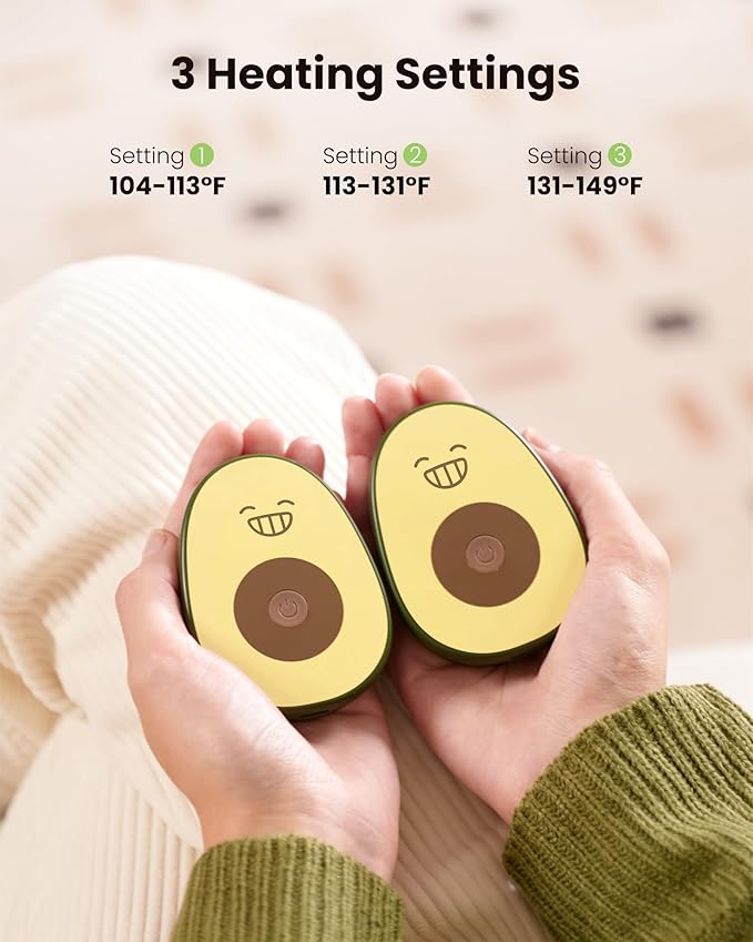 Gaiatop Hand Warmers Rechargeable 2 Pack, Magnetic 3 Settings Fast Heating Avocados Shape, Electric Portable Pocket Heater, Reusable Hot Hands Gifts for Women Men Outdoor Camping Hunting Golf