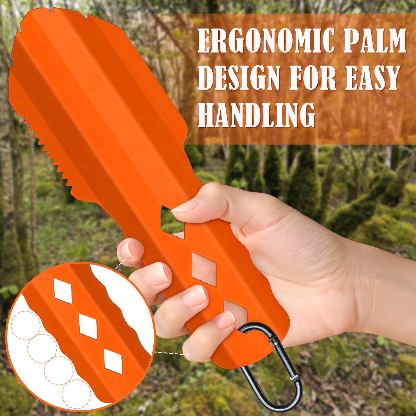 PLACHIDAY Camping Shovel Set, 3-in-1 Ultra-Light Aluminum Mini Shovel & 18.5'' Folding High Carbon