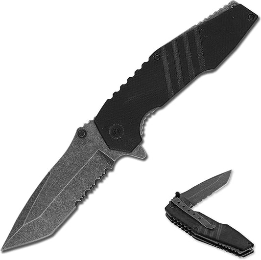 Armory Replicas??Alpha Force Tanto Spring Assisted Knife ??3CR13 Steel Blade, Stonewash Finish, G10 Handle, Pocket Clip ??EDC Folding Knife