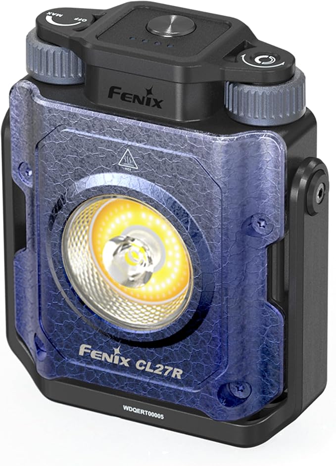 Fenix CL27R Camping Lantern Flashlight, 1600 lumens USB-C Rechargeable Waterproof Portable with White and Red LEDs and Lumentac Organizer for Hurricane Power Outage Emergency and Job Sites (Blue)